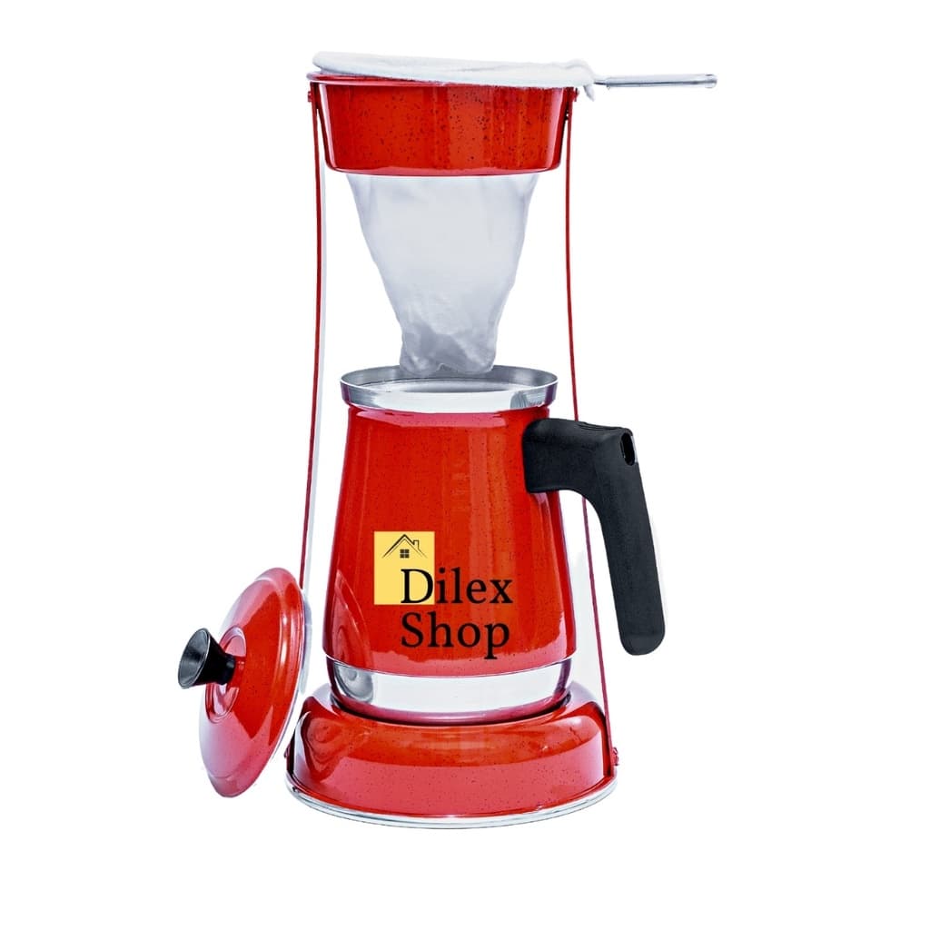 Suporte De Coador De Café Bule Vermelho Retro Em Alumínio