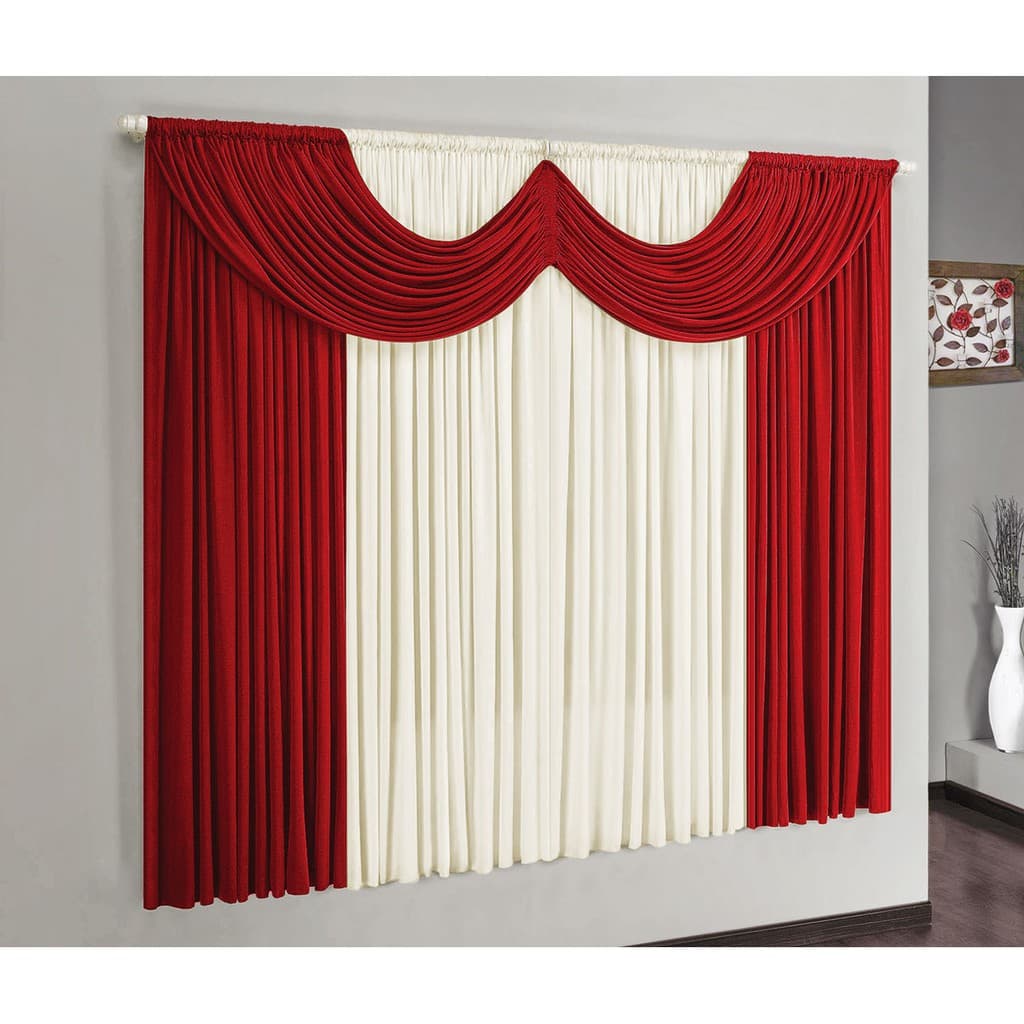 Cortina Para Sala Quarto Riviera Malha Gel 2 m x 1,70 m Para Varão Simples Vermelho Palha
