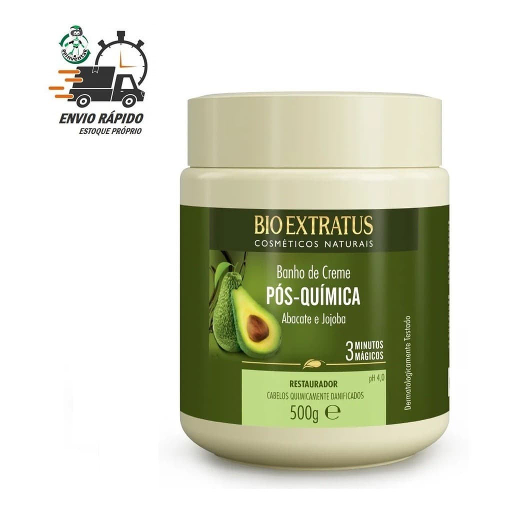Banho De Creme Pós Química Abacate Jojoba Bio Extratus 500g