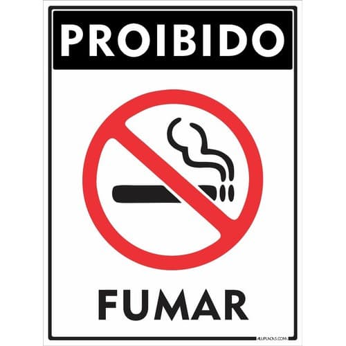 3 Placas Proibido Fumar 30x20cm Alumínio