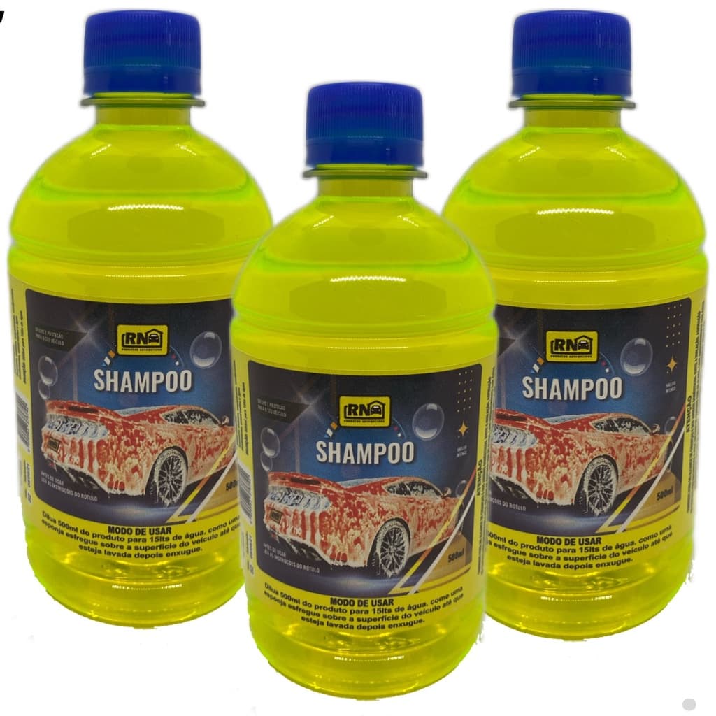 Kit 3 Shampoo Automotivo Carnaúba Lava Auto Motos 500ml