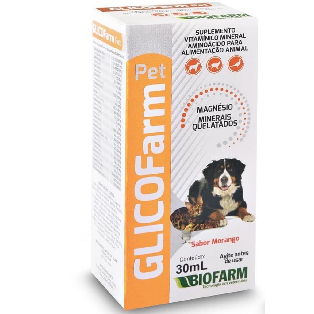Glicofarm Pet 30ml Para Cachorro e Gato Suplemento Vitamínico Mineral Aminoácido