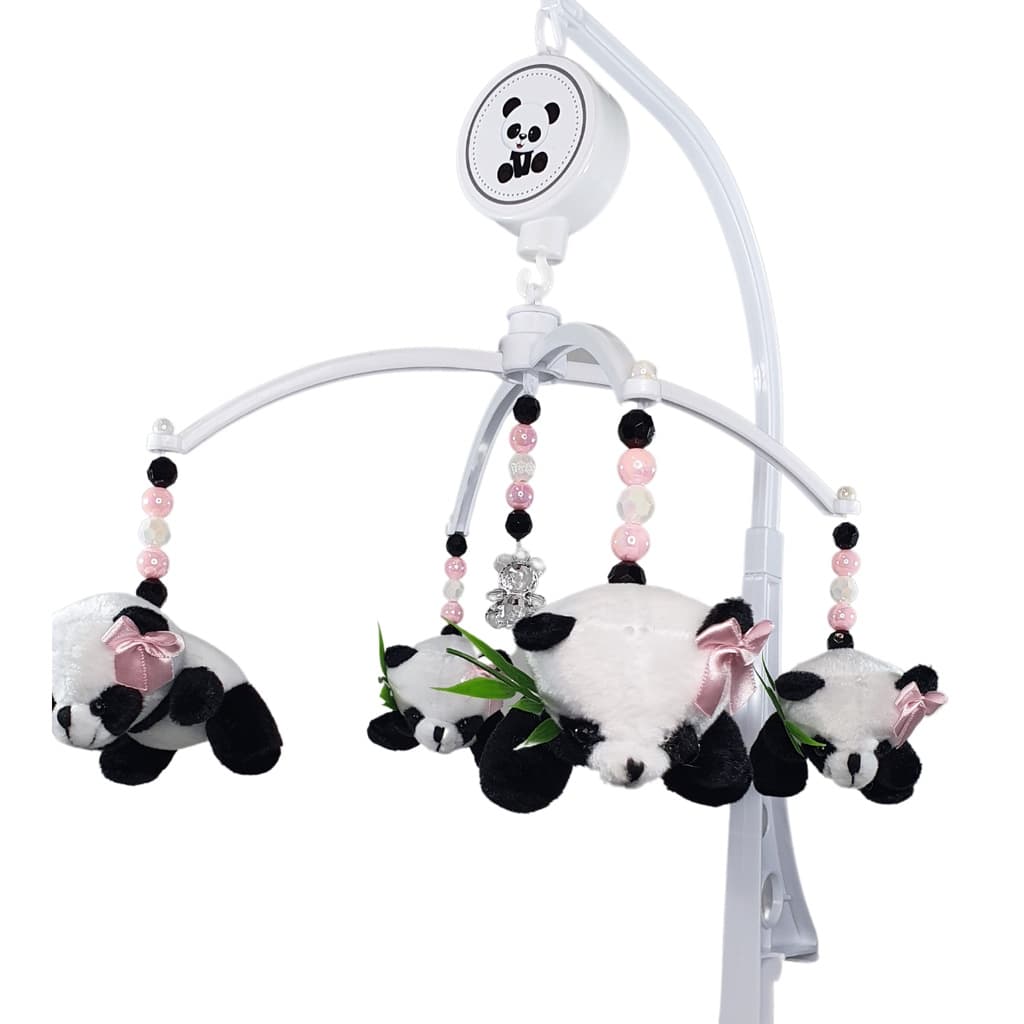 Móbile para Berço Bebê Musical E Giratório Rosa Panda Menina
