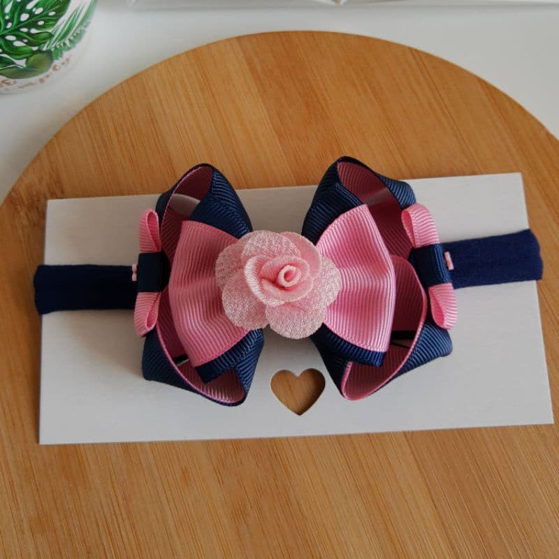 Laço Floral na faixinha para bebê
