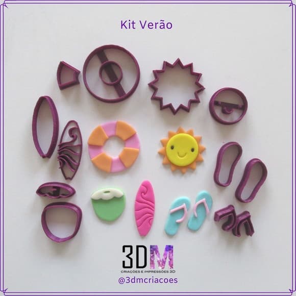 Cortador de confeitaria Kit Verão tropical, sol, surf, pool party