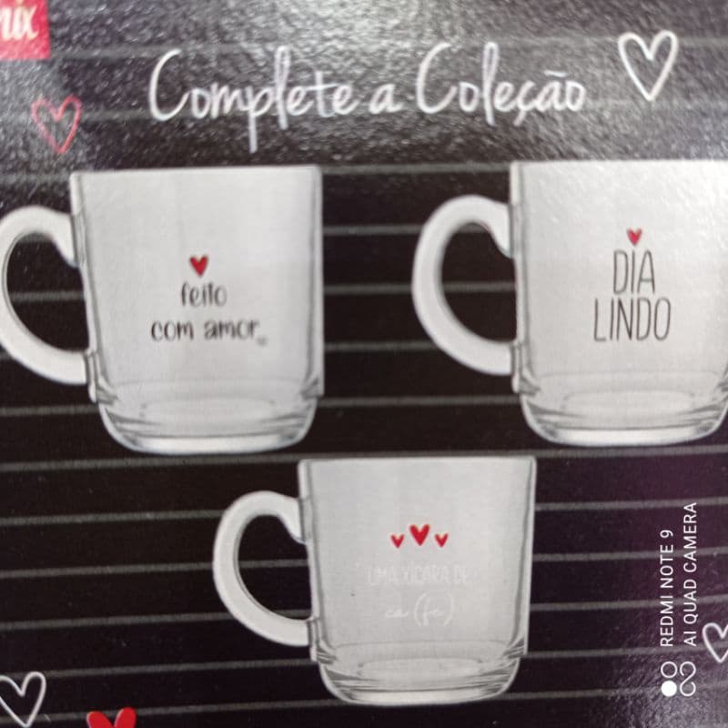 Caneca de vidro coleção Love,300ml