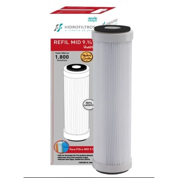 Refil plissado lavável, 9.3/4", 25 micra, 25 Poly Flow Hidrofiltros - 919-0001Refil plissado lavável, 9.3/4", 25 micra, 25 Poly Flow Hidrofiltros