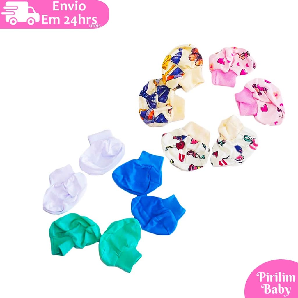 Kit Sapatinho Estampado e Liso com 3 Pares