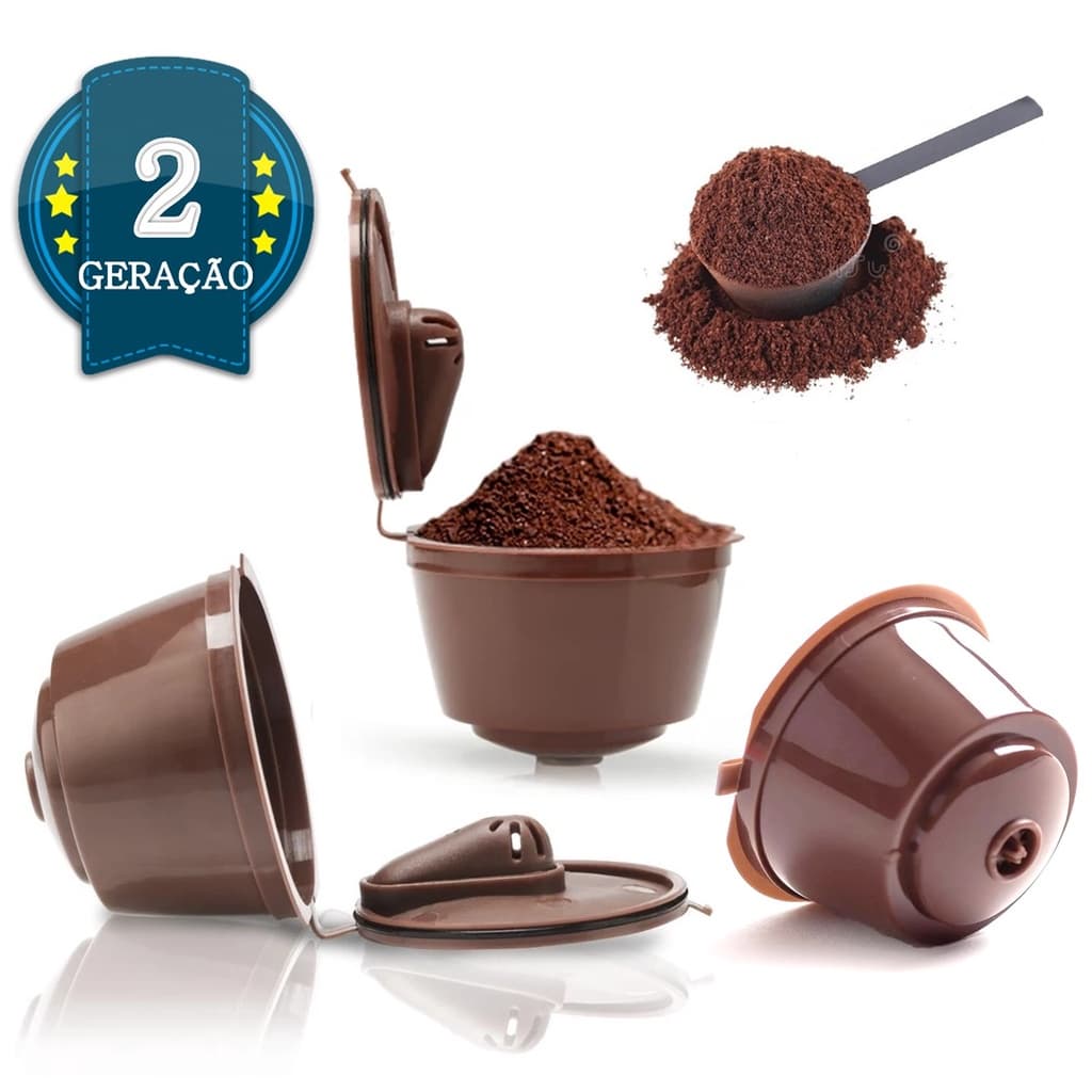 4 Cápsulas Reutilizável Dolce Gusto Recarregável com colher dosadora