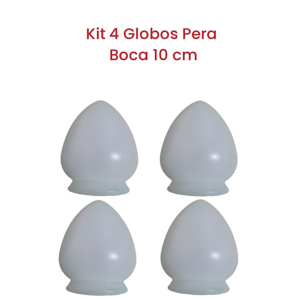 Kit 4 Luminárias Tipo Pera Globo Tipo Pera Boca 10cm Iluminação Pra o Seu Lar