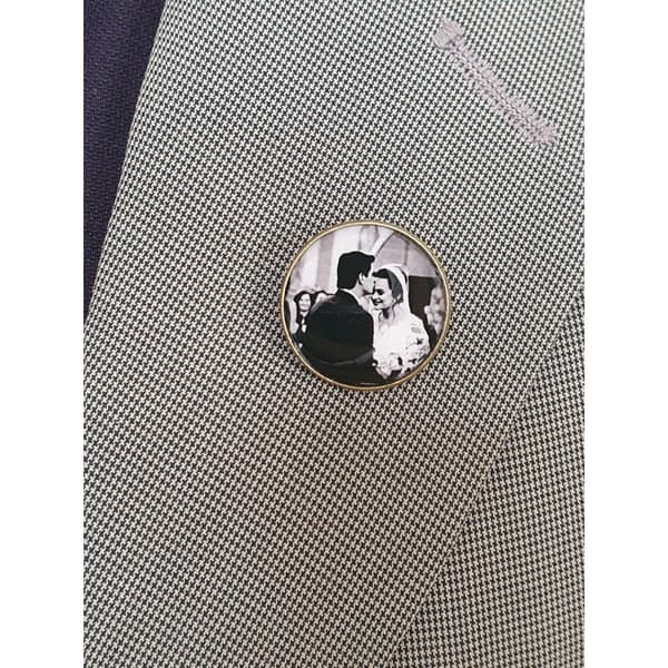 Relicário, Broche e abotoadura para paletó de noivo casamento - COM FOTO