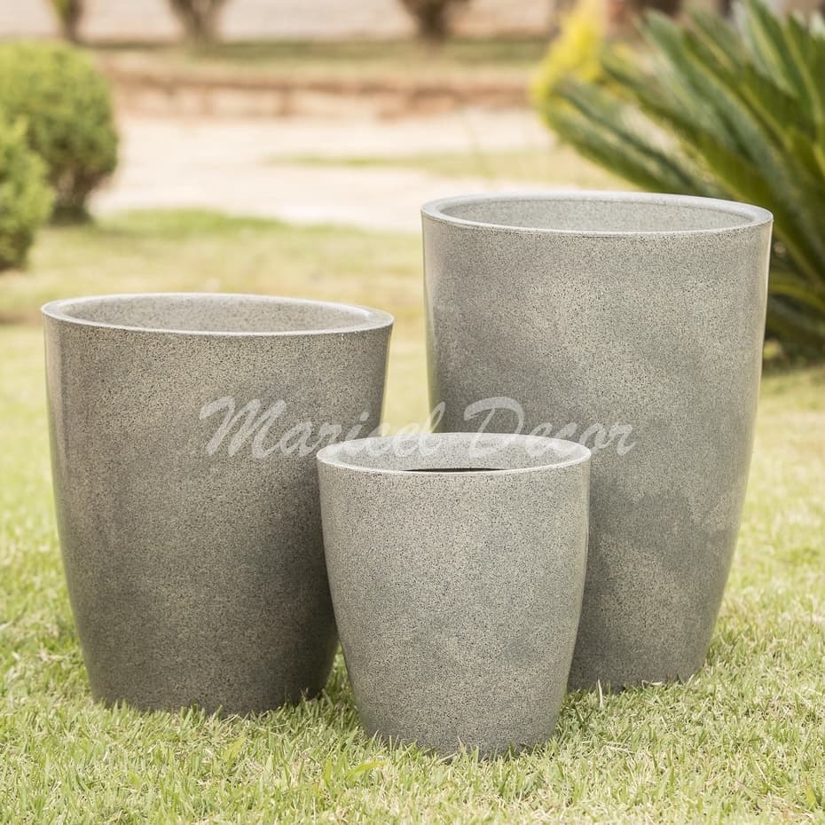 Kit Conjunto 3 Vasos de Plantas e Flores Grande Coluna Lisa Luxo Moderno P+M+G Polietileno Decorativo Sala Jardim