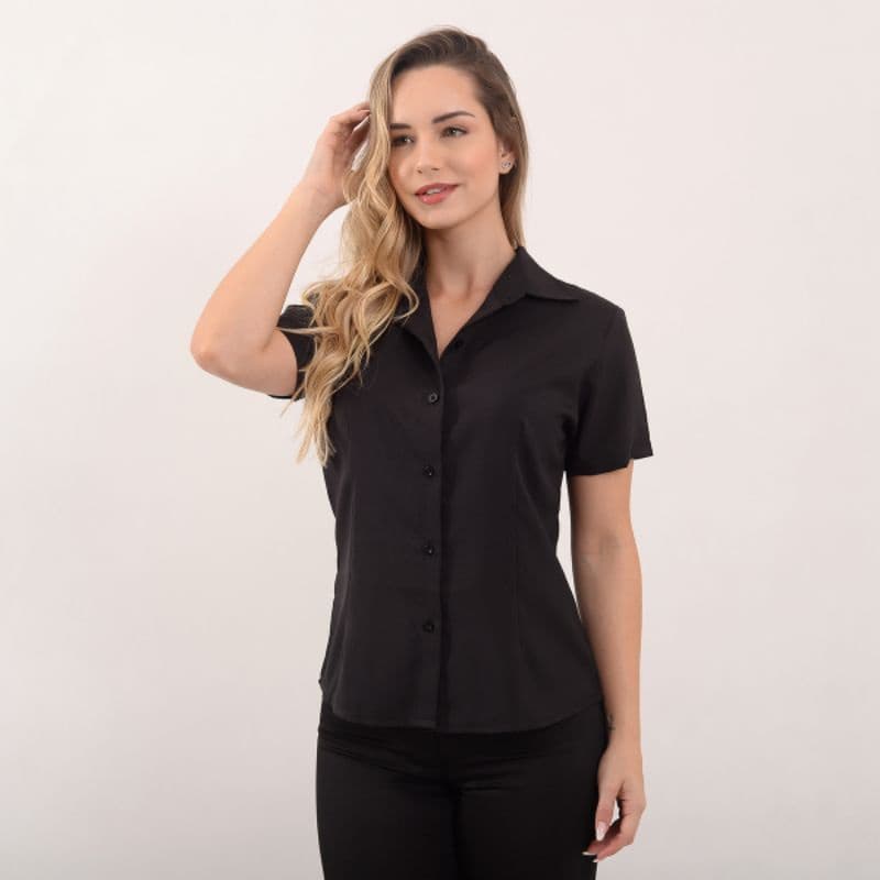 camisete   camisa social feminina manga curta gabardine passa fácil direto da fábrica