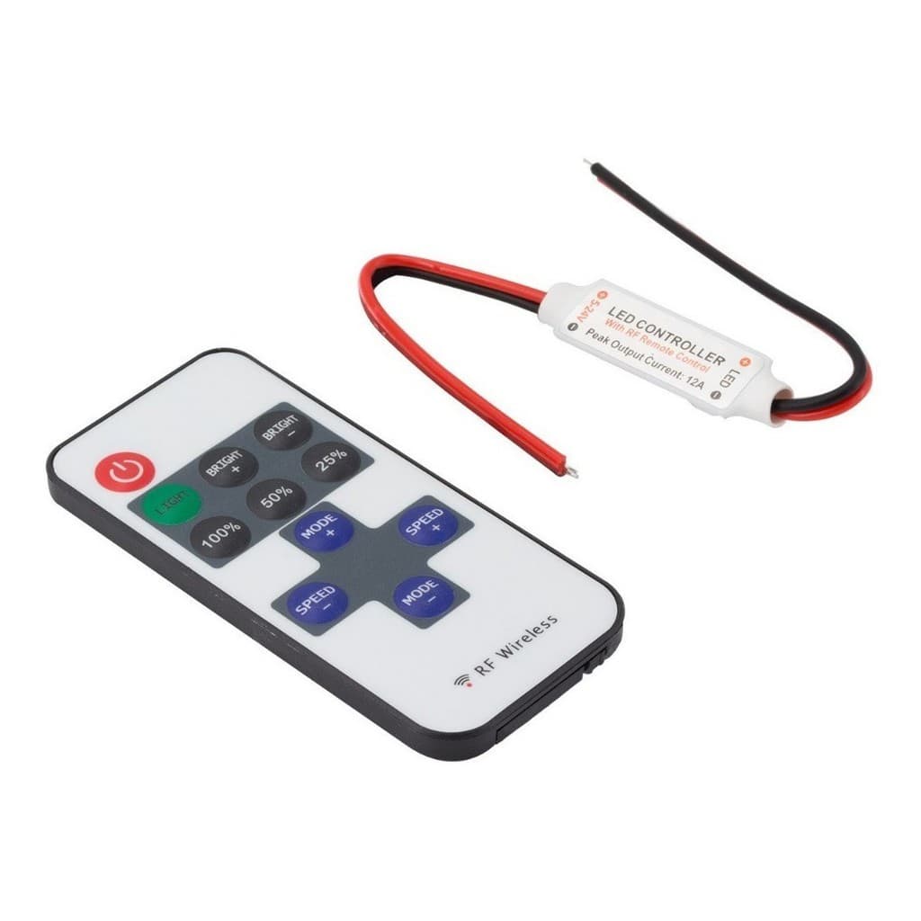 Dimmer Rf Com Controle Remoto Sem Fio Para Fita Led  2 Vias