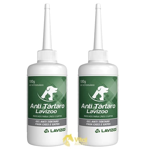 Kit com 2Un Anti Tártaro Cães e Gatos Gel 100g Lavizoo
