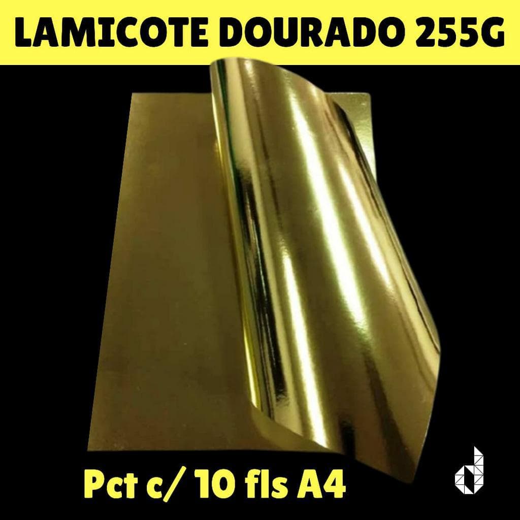 Papel Lamicote Dourado 255g (O VERDADEIRO!) Pct c/ 10 Fls A4