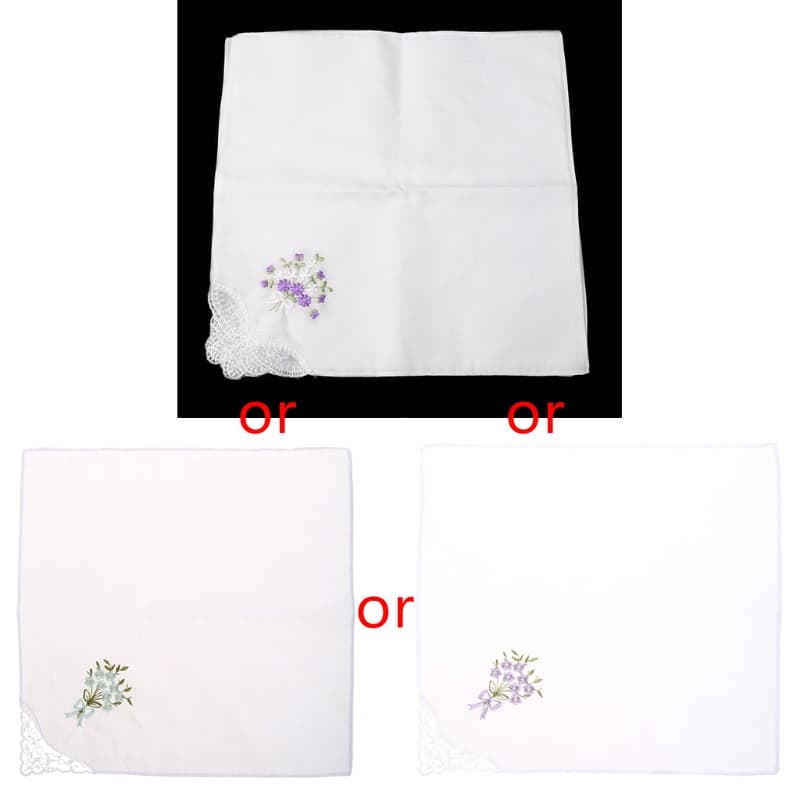 Li * 6 Peças Lenço Renda Bordado Feminino Floral