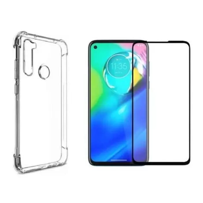 Kit Capa Anti-Impacto + Película 9D/3D P/ Moto G8 Power