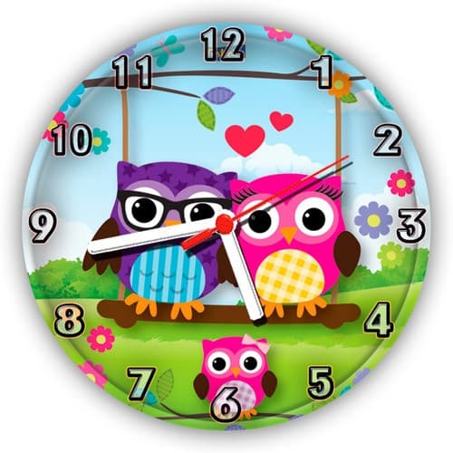 Relógio Parede decoração casa Cozinha Quarto Infantil Coruja Corujinha - tamanho - 24cm