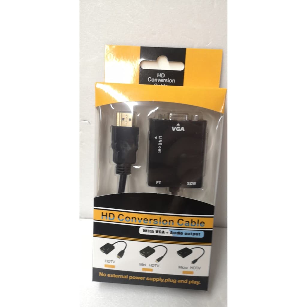 Adaptador Hdmi Para Vga Com Áudio P2  De Vídeo