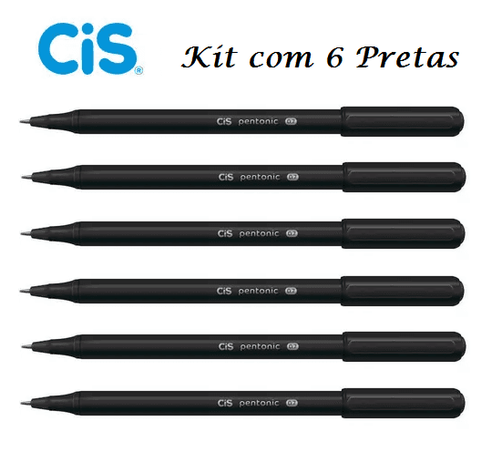 Caneta Esferográfica Pentonic 0,7 Cis - Kit Com 6 Pretas