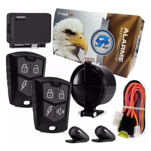 Alarme Omega 7025xr + Sirene + 2 Controles Completo saidas sobe alarme, desce alarme, trava e destrava etc...