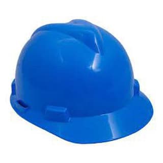 1 CAPACETE AZUL ABA FRONTAL V GARD MSA C/ CARNEIRA PUSH KEY E JUGULAR