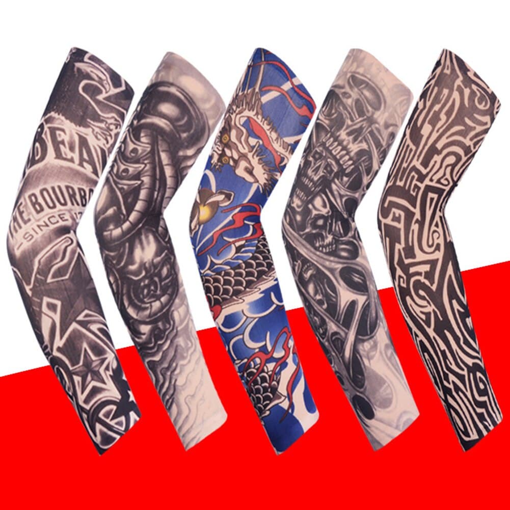 Kit 4 Pares Manga Tatuagem Falsa Fake Tatoo Esportes Ciclismo Moto Manguito Mangote