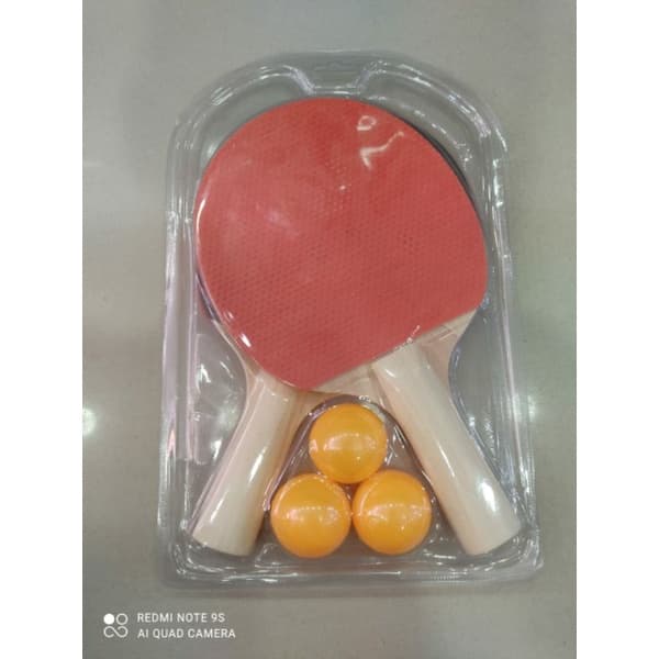 Kit Ping-Pong Acompanha 2 Raquetes e 3 Bolinha composto de Borracha e Madeira BJ-POP BJ1202