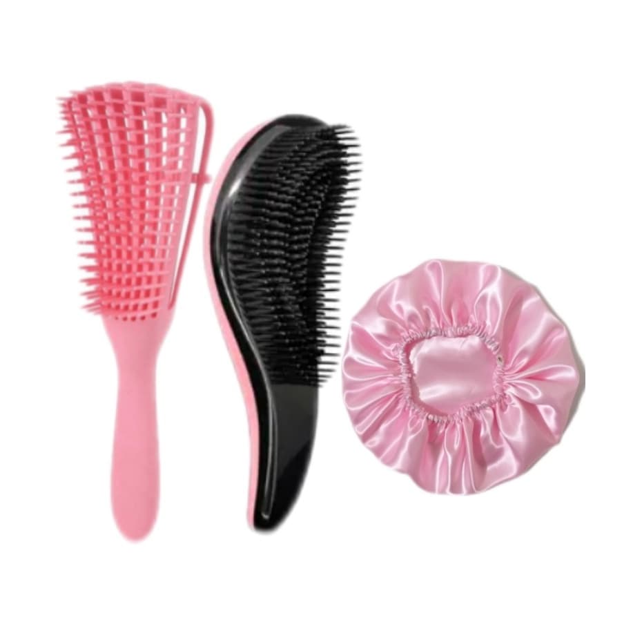 Kit De Escova Mágica + Escova Polvo + Touca Cetim