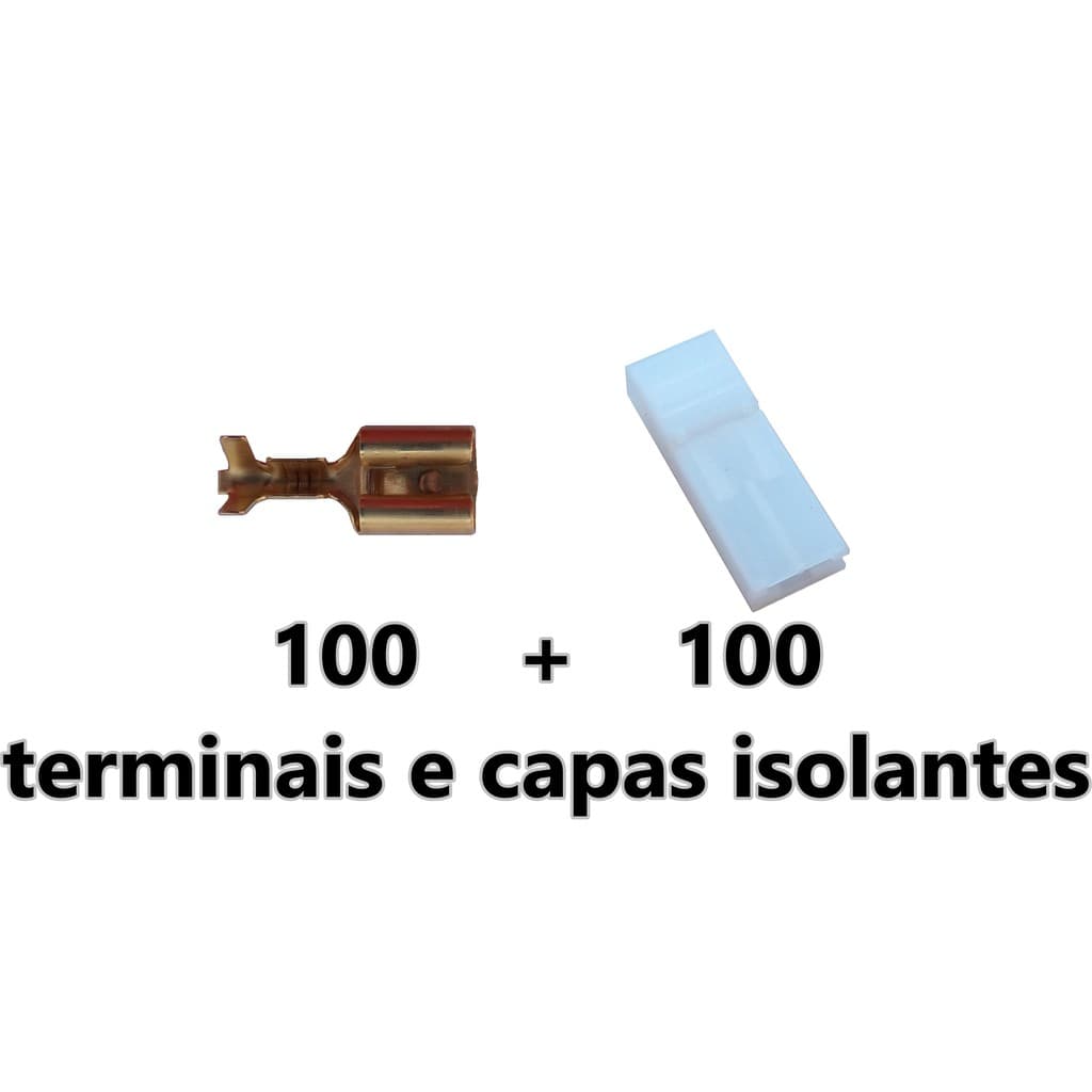 Terminal Femea Com Trava 6,3mm E Capa Isolante Luva 100 Un