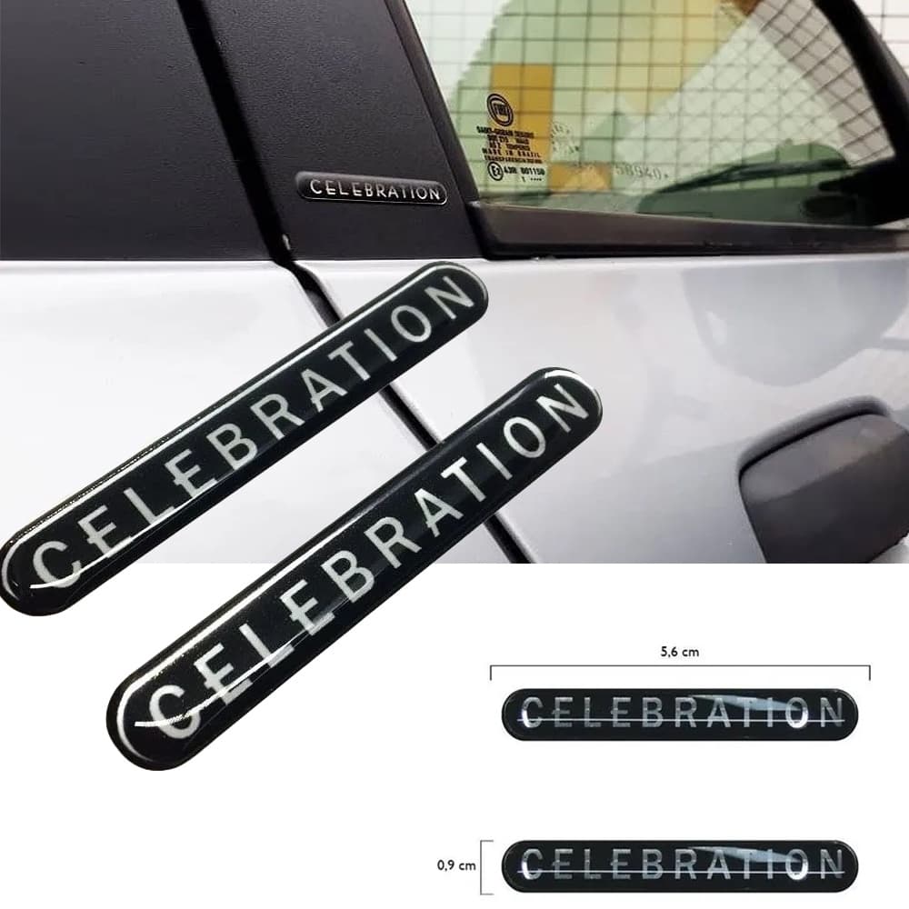 Par Emblema Adesivo Alto Relevo Coluna Porta Fiat Palio Siena Celebration
