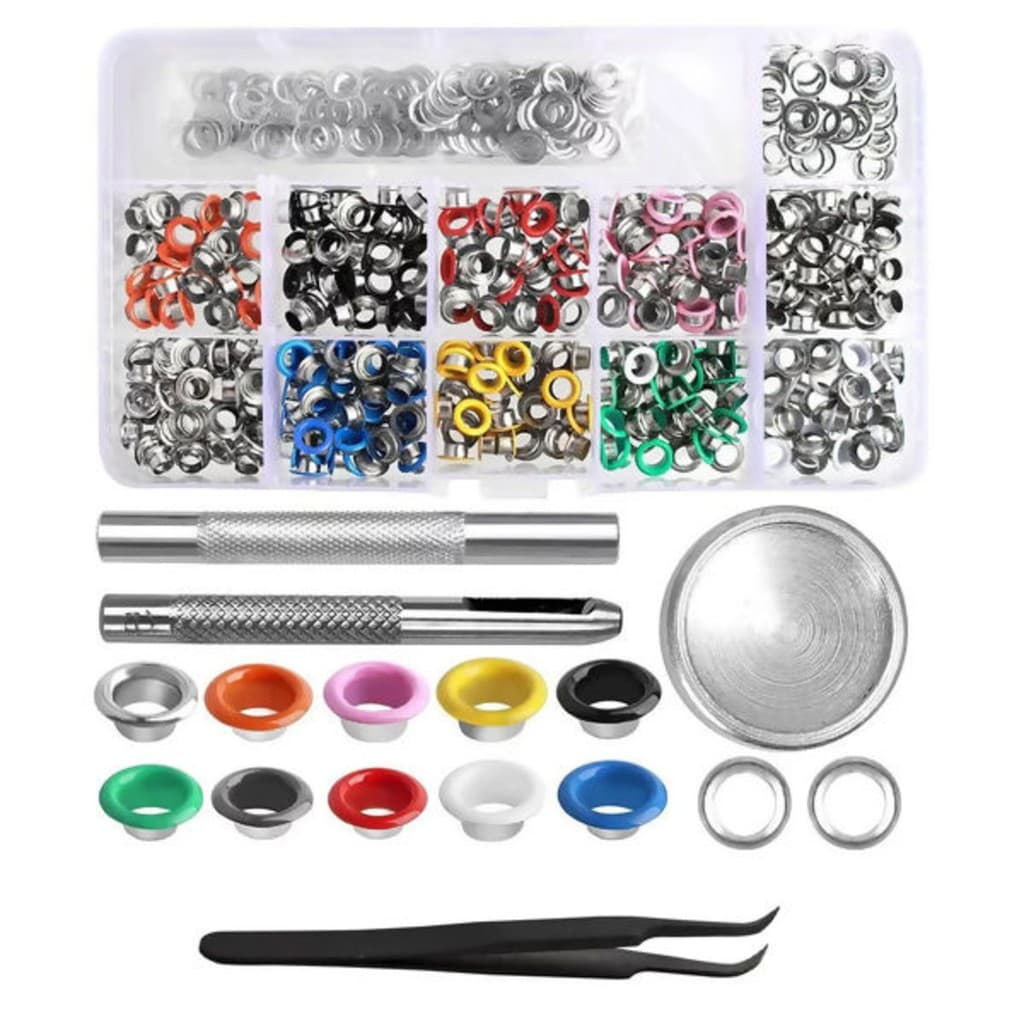 Kit Aplicador Manual Ilhós E Vazador + 400 Ilhós Coloridos