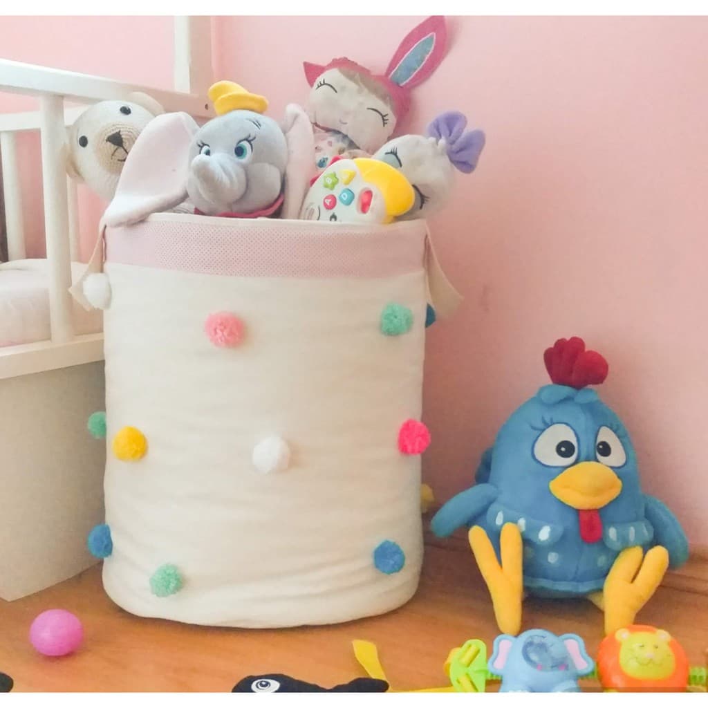 Cesto de Brinquedos Pompom Médio Organizador