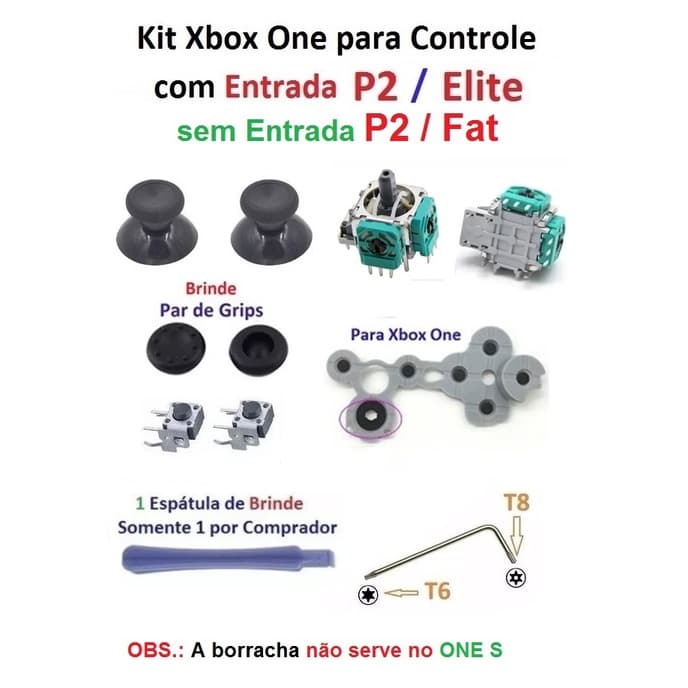 Kit Peças Reparo controle Xbox One Fat (Brinde Grips Preto) - SK-18