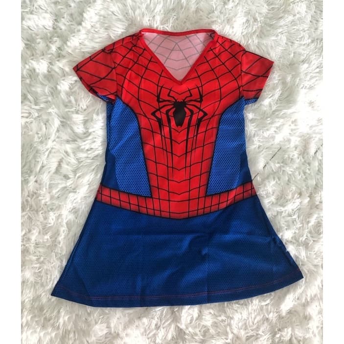 Fantasia Temática Mulher Aranha Infantil Feminina Princesa Barato Menina Promoção