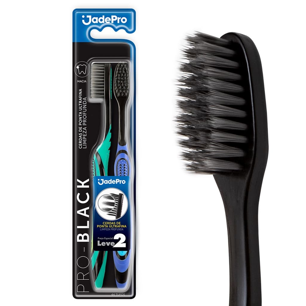 Escova Dental Jadefrog Pro Black Macia - Com 2 Unidades