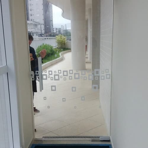 Faixa Adesivo Jateado Moderno Porta De Vidro 3 Faixas + Pçs