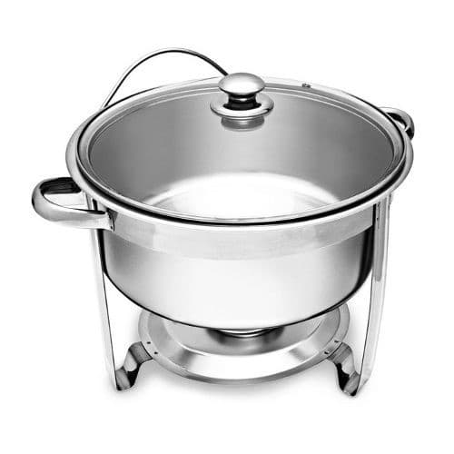 Rechaud Redondo Inox 7,5 l tampa de vidro e suporte