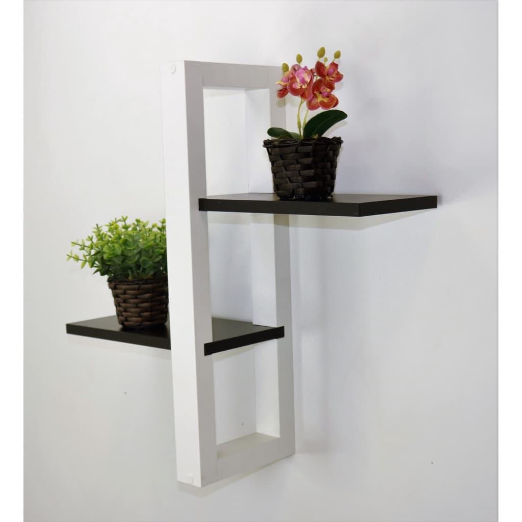 Prateleira Nicho MDF 54x18x5cm Branca com Suporte Preto Quarto Sala Cozinha Fácil Instalar