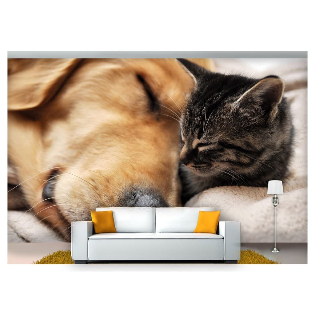 papel de parede Animais cachorro gato 3D 10m² ANM154