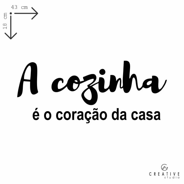 Frase de Parede A Cozinha é o coração da casa Decoração 3mm Preto Casa Sala Quarto Cabeceira MDF