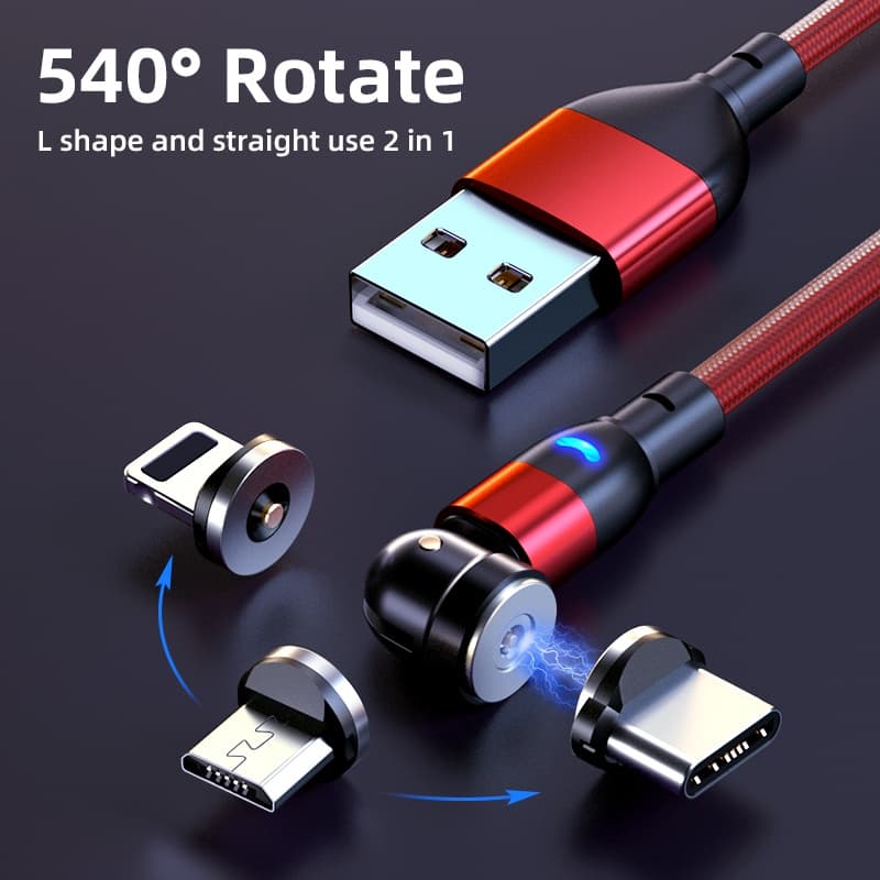 540° Cabo Magnético Rotativo , Carregador De Carregamento Rápido , USB toType-c De Telefone Celular Para Iphone E Xiaomi Micro