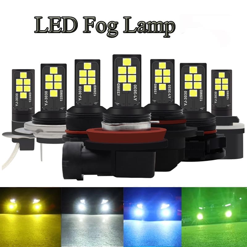 2 Pcs H3 Lâmpada LED De Nevoeiro H11 H1 H8 9006 9005 HB3 H4 881 H27 3000K Amarela 6000K Branca 25000k Azul De Gelo Auto Lâmpadas Com Lente DC 12V Carro