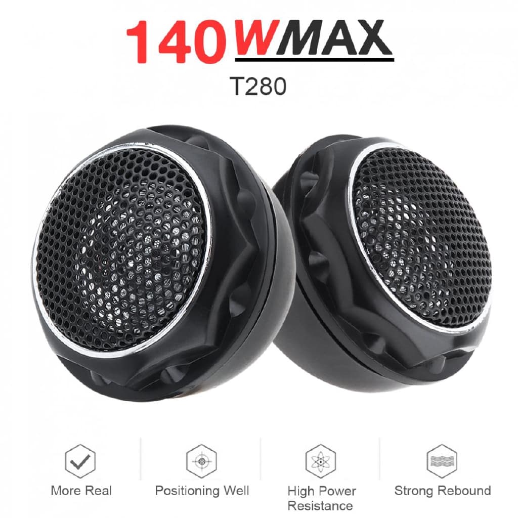 2pcs 140W T280 Mini Alto-Falantes Tweeter De Cúpula De Alta Eficiência Para Sistema De Áudio De Carro