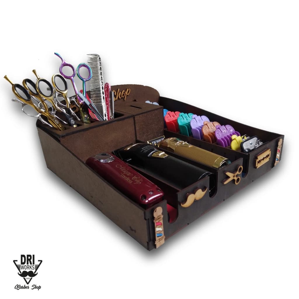 Suporte Organizador para Máquinas tesouras pentes de maquina  Barbeiro Barbearia Barbershop cabelereiro de mdf