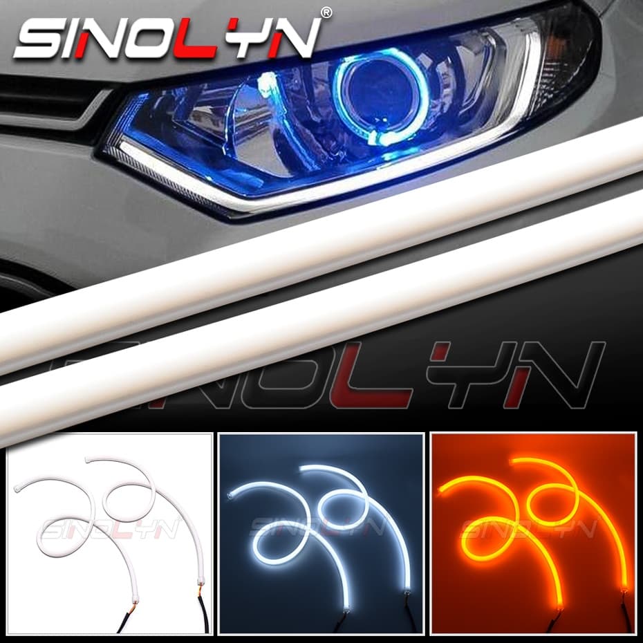 Sinolyn LED Luzes Diurnas Luz De Tira Flexível Tubo Macio Lâmpada Sinal Volta Motocicleta Do Carro Acessórios