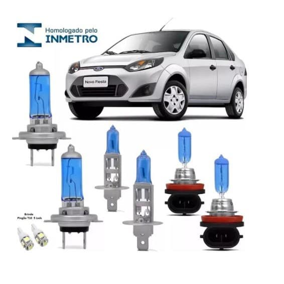 Kit Lampada Super Branca Fiesta 2011 A 2015 Farol + Milha + Brinde