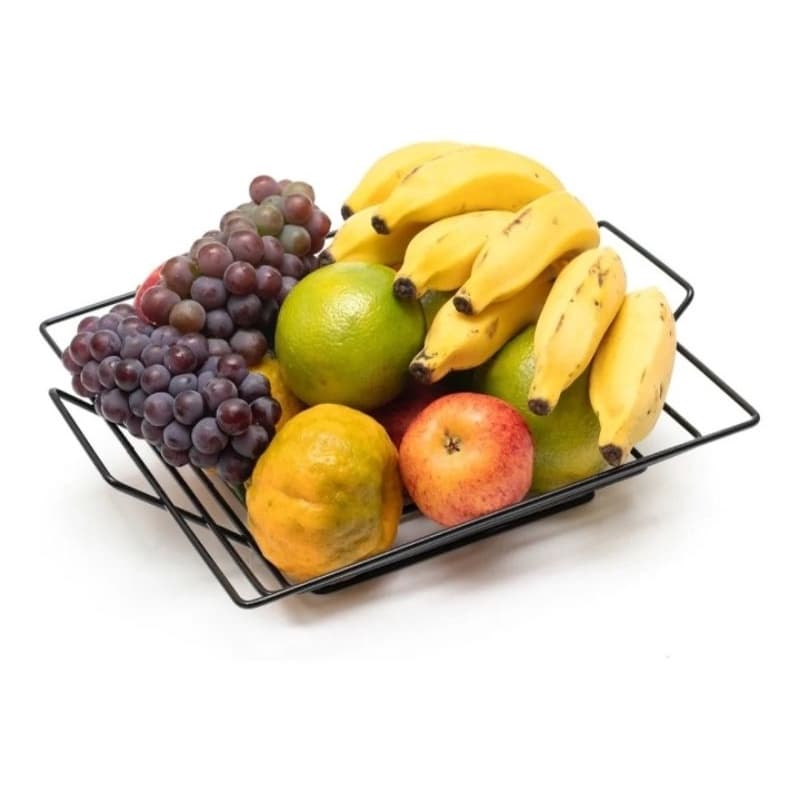 Fruteira Preta De Mesa Bancada Em Aço Pintada