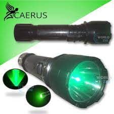 Lanterna de mão - Foco Verde Recarregável Led - Caerus  Pesca- Caça- Noturna